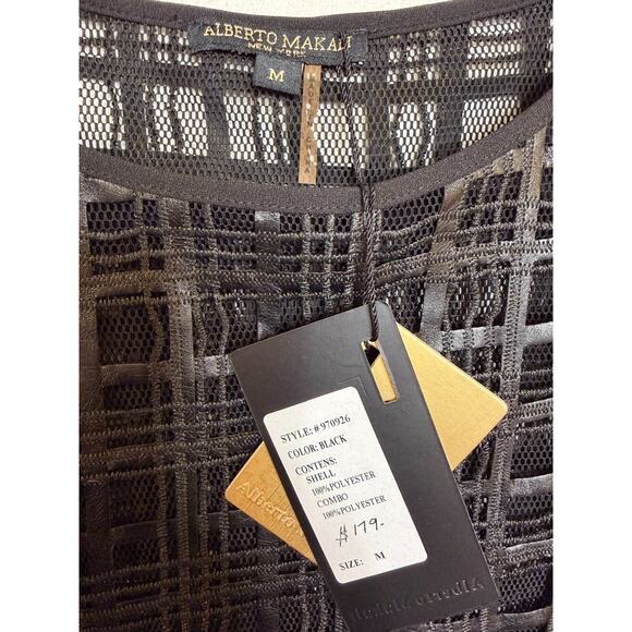 Alberto Makali NWT Sz M Top MSRP $179 Black Criss Cross Winter Chic Sheer - Picture 5 of 6